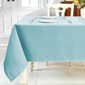 IVAPUPU Textured Linen Table Cloth for Rectangle Tables - Light Blue Tablecloths Rectangular Waterproof Wrinkle Free Wipeable Dining Table Cover for Spring Wedding Birthday Kitchen Decor, 52 x 70 Inch