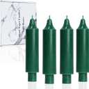 Dark Green Short Taper Candles 6 inch Candle Sticks Unscented Dinner Candle Dripless for Home Decor,Set of 4