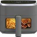 Sweetcrispy Air Fryer 4 Quart with Window, 1500W Digital Airfryer with 8 Presets, 60-Min Timer, Max 400F, Auto Shut Off & Nonstick Dishwasher Safe Basket, Shake Reminder for Small Kitchen (Grey)