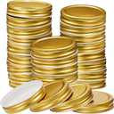 Chuangdi 30 Packs Mason Jar Lids Bulk Regular Mouth Canning Lids Leak Proof Secure Mason Storage Solid Caps(Gold,Steel)