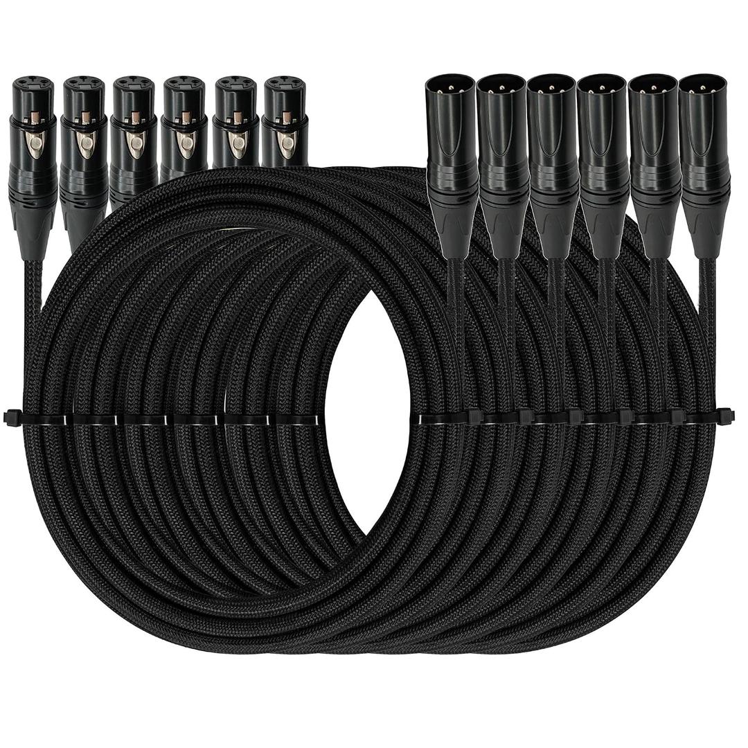 Premium XLR to XLR Cable 6 ft Noise-Canceling Wire Connector, Kevlar-Reinforced & Nylon Braided 3 Pin XLR Cables (OFC) Balanced Male to Female Mic/Microphone Cord for Speaker Mixer,Studio,PA System