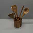 Wooden Spoons for Cooking Wooden Kitchen Utensil Set of 4 Beech Wood BILL.F Wooden Cooking Utensils Spatula Set Including Spoon, Turner,and Slotted Spoon with Long Handle