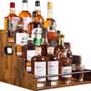 4-Tier Liquor Bottle Display Shelf, Coffee Syrup Rack Organizer, Water Bottle Organizer, Mini Bar Cabinet, Rustic Bar Shelves for Liquor Whiskey, Spirits