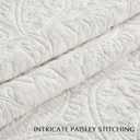 EVERGRACE 100% Cotton Paisley Quilt Set, King Size 3 Piece Set Prewashed Lightweight Bedspread with 2 Shams, Soft & Breathable Matelasse Coverlet for All-Season Comfort, Bright White | Paisley Stitch, 100% Cotton, Pre Washed, Oeko-Tex Certified, Soft, Lightweight