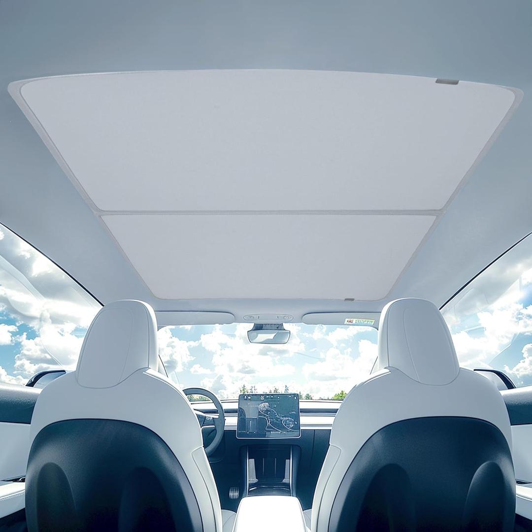 Tesla Model Y Sunshade Roof, Magshade for Model Y to Block UV and Keep Cooling, Magnetical Foldable Sunshade for Glass Roof 2024 2023 2022 2021
