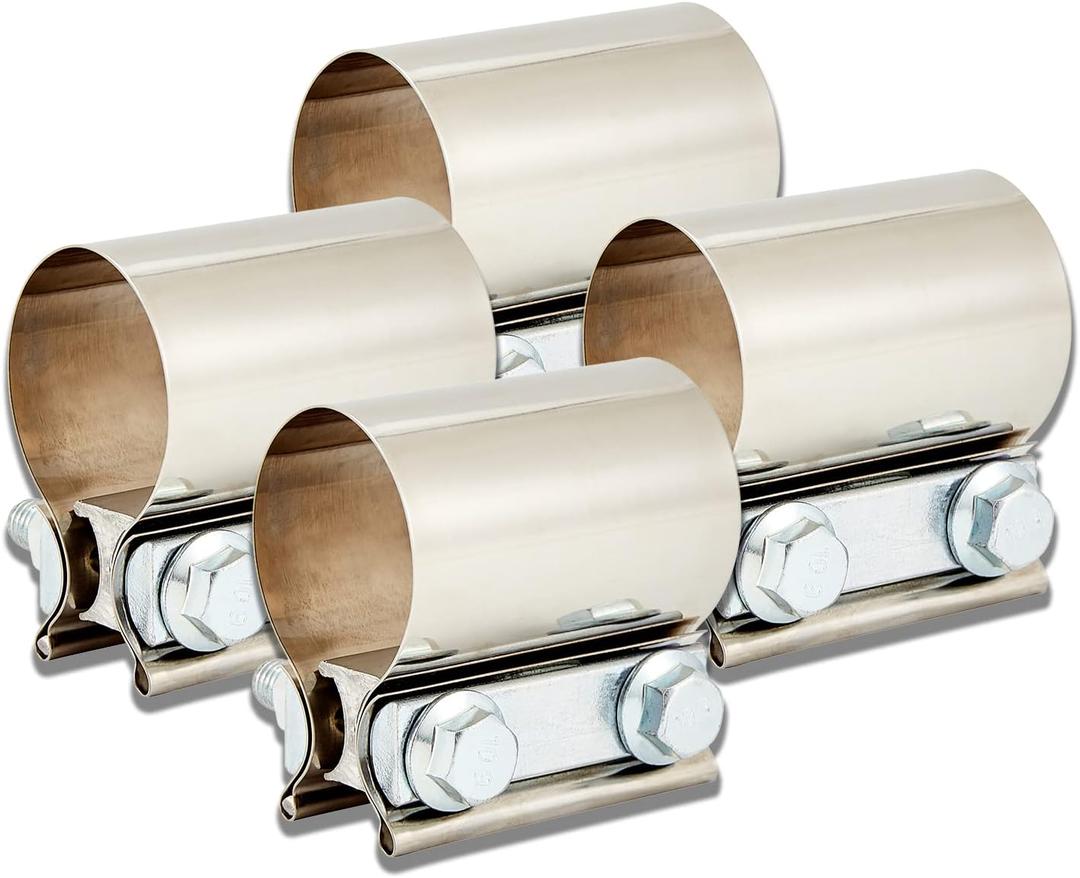 Butt Joint Band Clamps,Exhaust Muffler Clamp Exhaust Pipe Clamps Sleeve Stainless Steel (4, 1.5'')