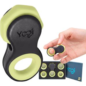 Yogi Fidget Toy for Adults & Kids  Sensory Stress Relief Spinner with 5 Silicone Finger Rings  Quiet Desk Fidget for Focus at Work, School & Travel (Moonlinght) (Black-yellow)