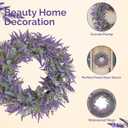 Fuxdre Purple Lavender Wreaths for Front Door, 20 Inch Artificial Lavender Wreath for All Season Fall and Winter, Front Door Fall Wreath Decor for Outdoor Home Party Wedding Wall Window Porch