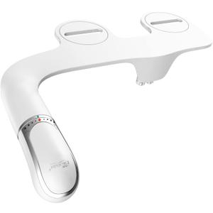 Bio Bidet SlimTwist Bidet Attachment for Toilet, Non Electric, Retractable Dual Nozzles, Adjustable Water Pressure, Splash Guard, Easy Install, White (1 Pack)