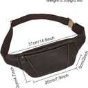LUUFAN Men's Leather Fanny Pack Adjustable Waist Bag Hip Bum Belt Slim Purse Bag Cell Phone Pouch for Sport Travel Hiking, Dark Brown, 7.9 x 4.7 x 2 inches