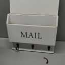 DLQuarts Mail Organizer with Key Holder for Wall Decorative Mail Sorter Wall Mounted, Wooden Mail Holder with 3 Hooks, White