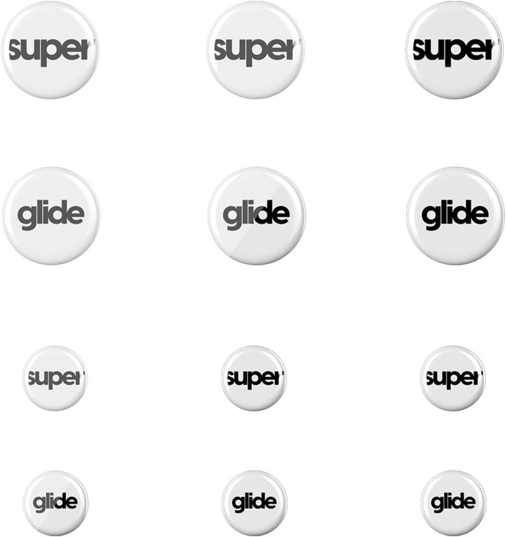 Superglide Glass Mouse Skates - Super Smooth Glide, Polished Round Edge, Super Fast Gaming Mouse Feet with Durable Sole for Universal 6mm + 9mm Set of 12 (Type-S, White)