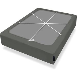 Bedecor 4-9 Inches Box Spring Cover Queen Size Dark Grey with Stretchy Fabric Bed Frame Cover Wrap Around 4 Sides Elastic Bed Skirt Alternative Gray Boxspring Cover Queen/Queen XL