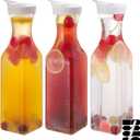 3-Pack 50 Oz Plastic Water Carafe Pitcher with Flip Top Lid, Square Base Juice Containers, Mimosa Bar Supplies Pitcher for Drinks, Water, Tea, Juice, Milk, Lemonade and Other Beverages
