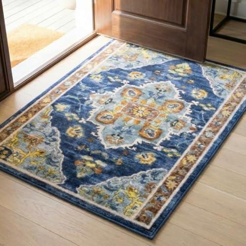 Muddy Mat® Mosaic 2ft x 3ft Washable Area Rugs for Living Room, Bedroom & Dining Room – Modern Soft Low Pile Non Slip Carpet – Pet Friendly Waterproof Foldable Rugs for Home