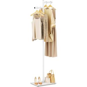 Metal Freestanding Coat Rack, 68.9"H Z-Shaped Coat Tree with Natural Rock Base, Modern Clothes Hanger Stand for Coats, Hats, Bags & Scarves, Ideal for Entryway, Bedroom, Office & Living Room