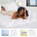 Sunflower Queen Mattress Pad Cover, Cotton Mattress Cover Hypoallergenic, Extra Deep Pocket 18"-22" Quilted Mattress Protector Queen Size Thin Version, Soft Breathable and Noiseless, White