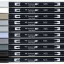 Tombow 56171 Dual Brush Pen Art Markers, Grayscale, 10-Pack. Blendable, Brush and Fine Tip Markers
