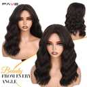 FAVE 14 Inches Brown Wavy Bob Wig Synthetic Curtain Bangs Wig for Women Heat-Resistant Bob Wig for Daily UseDark Brown,190g