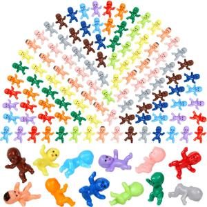 Selizo 120pcs Mini Plastic Babies, Tiny Plastic Baby Figurines Small King Cake Babies Bulk for Ice Cube My Water Broke Baby Shower Games (12 Colors)
