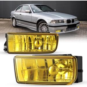 Fog Lights Compatible with BMW M3 (E36) 3 Series 1992 1993 1994 1995 1996 1997 1998 1999 Fog Lamps Replacement Assembly with H1 12V 55W Bulbs-1 Pair (Yellow Lens)