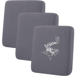 hyha Waterproof Couch Cushion Covers, Washable Sofa Cushion Slipcovers, Thick Stretch Jacquard Fabric, Couch Sofa Covers for Pets with Elastic Bottom (3 Pieces, Middle Grey)