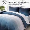 Gradient Blue White Comforter Set King Size 7 Pieces Ombre Navy Blue Bed in a Bag Complete Bedding Set - Breathable Solid Ocean Sea Blue Bed Sets with Flat/Fitted Sheet, 2 Pillowcases, 2 Pillow Shams