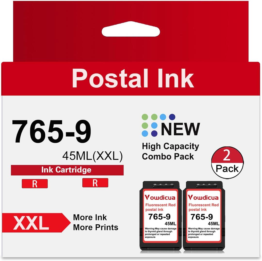 765-9 Red Ink Cartridge 2PK Replacement for Pitney Bowes 765-9 Red Ink Cartridge for SendPro C Auto DM300c DM400c DM450c DM475c Postage Meters, 45ML