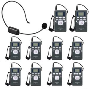 Retekess Church Translation System with 1 TR503 FM Transmitter Headset and 10 PR13 FM Radio Receivers, Listening System for Factory Museum School Church (1 Transmitter 10 Receivers)