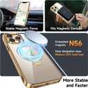 [Tri-Shield Protection] for iPhone 13 Pro Max Case with 360 Spin Stand Compatible with MagSafe [Magnetic CD Ring] [Screen & Camera Lens Protector] Shockproof Plating Never-Yellowing, Gold-6.7"