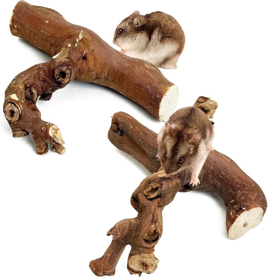 PINVNBY 2 PCS Wooden Hamster Climbing Branches 5.9 in Natural Grapevine Syrian Hamster Chewing Toys Small Animal Habitat Decor Accessories for Gerbils Mice Rat and Dwarf Pets