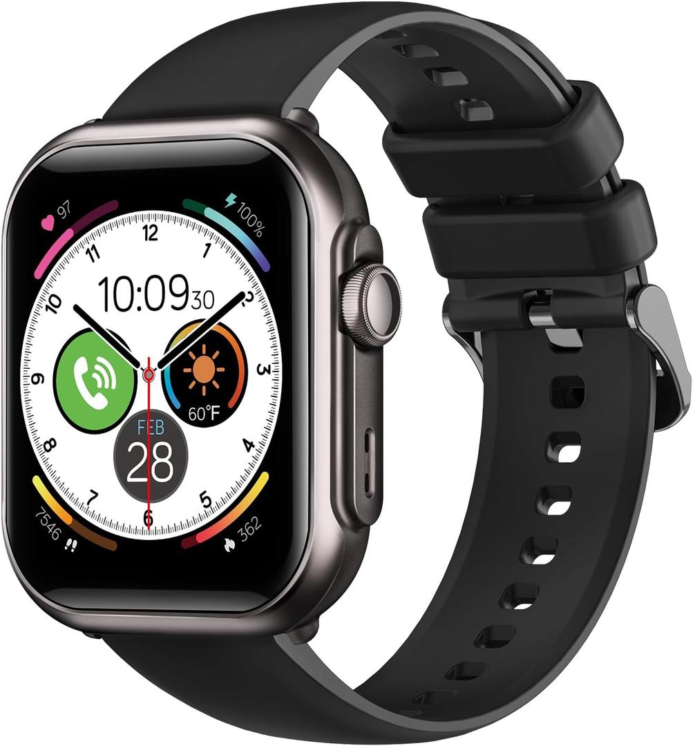 Smart Watch for Men for iPhone Android : 1.85" Smart Watch with 30 Days+1000 mAh Battery Life Make/Recive Call Heart Rate SpO2 Sleep Monitor 120+ Sport 5ATM Fitness Tracker Watch Pedometer Reloj Black