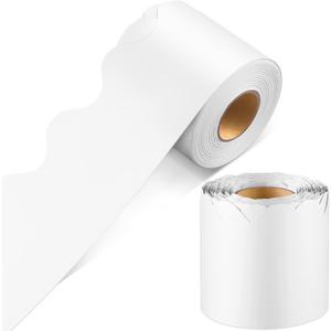 Aodaer 65.6 Feet White Bulletin Board Borders Scalloped Decorative Borders Board Trims for Classroom, Office, School Decoration