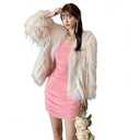 Guseval Women's Fashion Cropped Faux Fur Jacket Long Sleeve Open (US, Alpha, Medium, Regular, Regular, white)