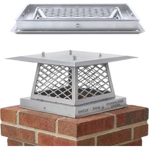 11"x11" Single Flue Bolt-On Chimney Cap with Easy & Fast Assembly Design Durable Rust-Free Stainless Steel Chimney Cover for Outdoor Protection (Fits 10x10, 11x11 & 11.6x11.6 Flues)
