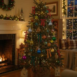 378 Pcs Colorful Christmas Bulbs Ornaments Set Include1 Inch 48pcs Mini Christmas Glass Balls 19.7" Silver Shiny Foil Tinsel Icicle 60 Yard Velvet Ribbon for Xmas Tree Hanging Decoration Holiday Party