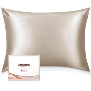 Adubor Silk Pillowcase - Mulberry Silk Pillow Case, 23 Momme 6A Grade Fibers, 900 Thread Count, Silk Pillow Cases for Hair and Skin Health, with Hidden Zipper (Standard 20''26'', Beige, 1PC) (Standard: 20''x26'', Beige)