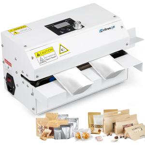 Commercial Grade Heat Sealer Automatic Continuous Heat Bag Sealing Machine, Temp&Speed Adjustable, Heavy Duty Horizontal Bag Sealing Machine for Kinds of Plastic Packing Bags, Desktop White