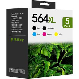 564XL Ink Cartridges Combo Pack Replacement for HP 564 564XL Ink Cartridges Work with Photosmart 7520 7525 5520 6510 6520 C309G DeskJet 3522 3521 Printer (5-Pack)