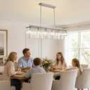 Siljoy Modern Crystal Chandelier Rectangular Ceiling Light Fixture, L47'' (12-Lights)