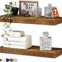 QEEIG Bathroom Floating Shelves for Wall - 15.7" Wall Mounted Shelf Over Toilet Farmhouse Home Decor Display Bookshelf Small 15.7 x 6.7 inch Set of 2, Rustic Brown
