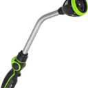 Watering Wand Heavy Duty,Metal Garden Hose Wand with 8 Spray Patterns 15-Inch Long Hose Nozzle Sprayer with Thumb Flow Control for Watering Plants Cleaning Car Washing and Showering Pets (15 Inch)
