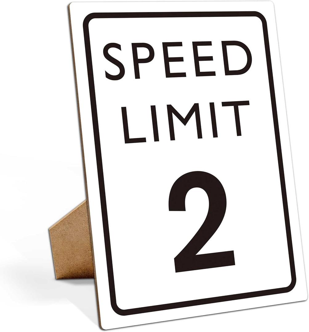 Race Car Birthday Decor, Speed Limit Sign, Fast Two, Birthday Party Decorations, 811 Wooden Play Sign With Stand, Let's Go Racing Party Supplies for Boy Fans - LP063