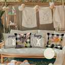 RABUSOFA Easter Pillow Covers 18x18 Inch Set of 4,Easter Decorations for Home Outdoor Decor Waterproof Buffalo Plaid Rabbit Gray Peeps Eggs Bunny Truck Spring Cushion Case for Sofa Couch