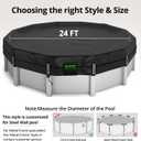 QH.HOME 550D Pool Cover 24 FT Round Above Ground[Upgraded Tear-Proof & Threefold Windproof] wth Pre-Installed Winch and Rope, Durable 4 Foot Overlap & Extra-Thick Designed for Steel WALL Pools