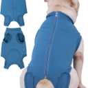 Caslfuca Dog Surgery Recovery Suit - After Spay, Abdominal Wounds Post Surgical Recovery, Anti Licking Breathable Dog Onesies for Small, Medium & Large Pet, Alternative Bandages Cone E-Collar (L(Back15- 17" Chest 21- 23" Weight 25- 36 lb))