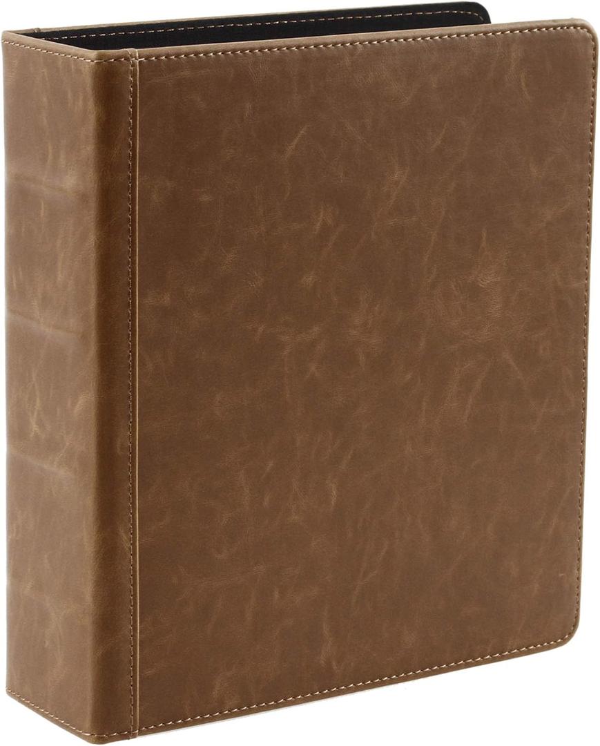 2Fold Mini 2 inch 3 Ring Binder 9.4" x 8.5" - Vintage PU Leather Small Three Ring Binder - Fits 5.5 x 8.5 Paper - Organizer, Wedding Planner, Recipe or Refillable 5.5 x 8.5