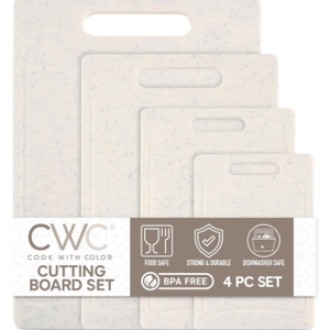 COOK WITH COLOR Non-Slip Cutting Board Set Kitchen Essentials with Easy Grip Handle for Meat, Veggies, and Fruits, 4 Cutting Boards, Beige