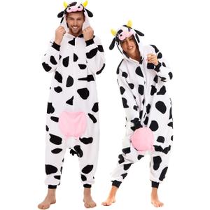 CANASOUR Halloween Custume Adult Anime Unisex Cow Polyster Women's Onesie Costume, Small