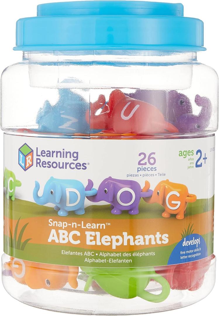 Learning Resources Snap-n-Learn ABC Elephants - Educational Alphabet Elephant Toy, Fine Motor Skills, Counting and Sorting, Toddler Montessori Toys, Gifts for Boys and Girls, Ages 2+